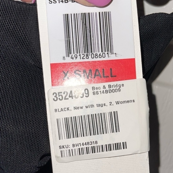 NWT BEC + BRIDGE Black Lace Up Corset Strapless Asymmetrical Midi Dress Size 2 - Picture 8 of 10